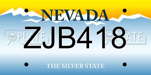 ZJB418 Nevada License Plate