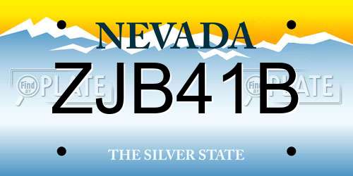 ZJB41B Nevada License Plate