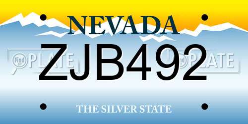 ZJB492 Nevada License Plate