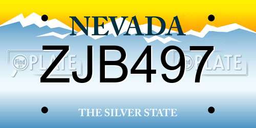 ZJB497 Nevada License Plate