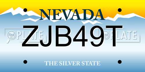 ZJB49T Nevada License Plate