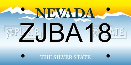ZJBA18 Nevada License Plate
