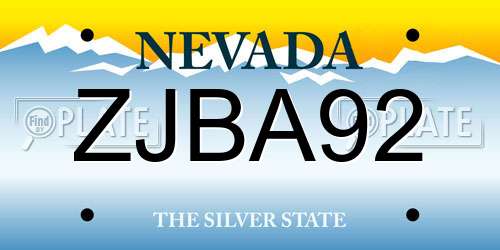 ZJBA92 Nevada License Plate