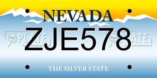 ZJE578 Nevada License Plate