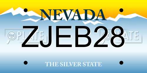 ZJEB28 Nevada License Plate
