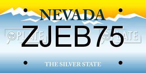 ZJEB75 Nevada License Plate