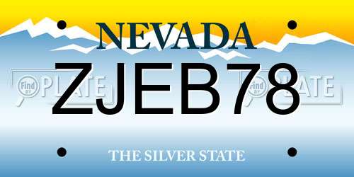 ZJEB78 Nevada License Plate