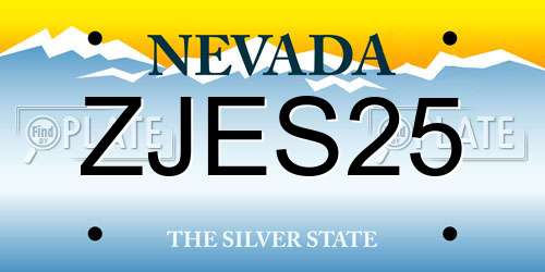 ZJES25 Nevada License Plate