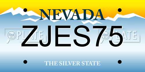 ZJES75 Nevada License Plate