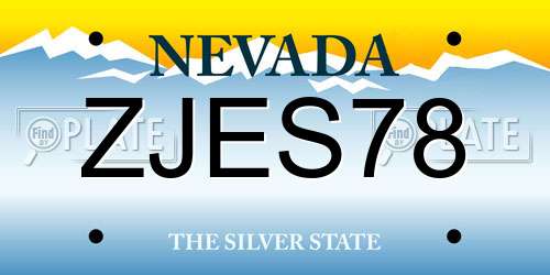 ZJES78 Nevada License Plate
