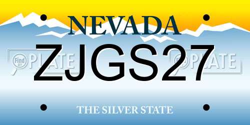 ZJGS27 Nevada License Plate