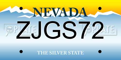 ZJGS72 Nevada License Plate