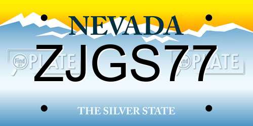 ZJGS77 Nevada License Plate