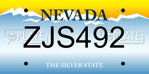 ZJS492 Nevada License Plate