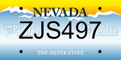 ZJS497 Nevada License Plate