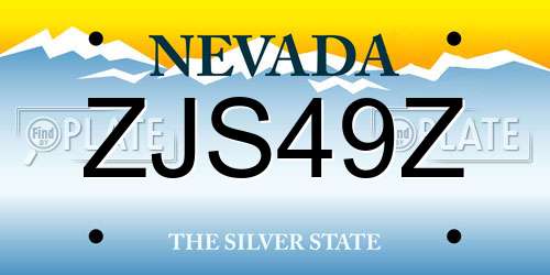 ZJS49Z Nevada License Plate