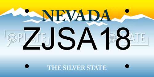 ZJSA18 Nevada License Plate