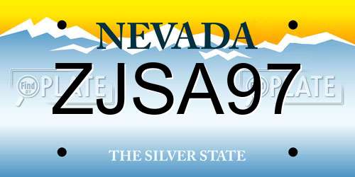 ZJSA97 Nevada License Plate