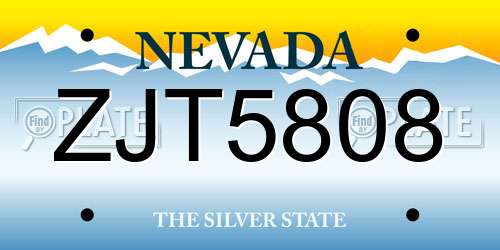 ZJT5808 Nevada License Plate