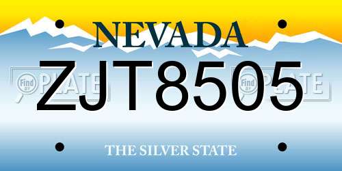 ZJT8505 Nevada License Plate