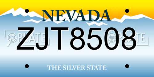 ZJT8508 Nevada License Plate