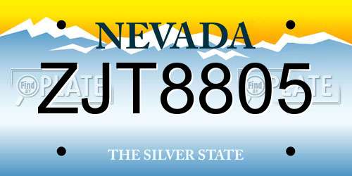 ZJT8805 Nevada License Plate