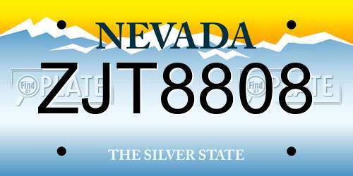 ZJT8808 Nevada License Plate
