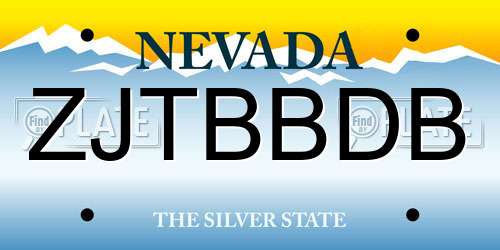 ZJTBBDB Nevada License Plate