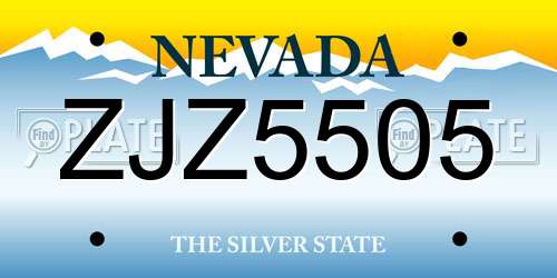 ZJZ5505 Nevada License Plate