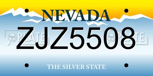 ZJZ5508 Nevada License Plate