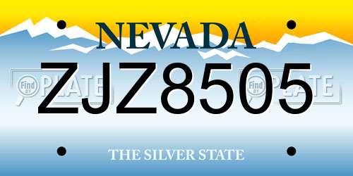 ZJZ8505 Nevada License Plate
