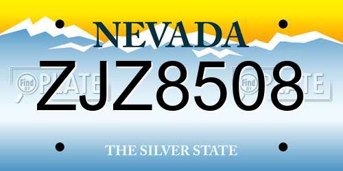 ZJZ8508 Nevada License Plate