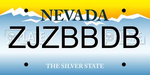 ZJZBBDB Nevada License Plate