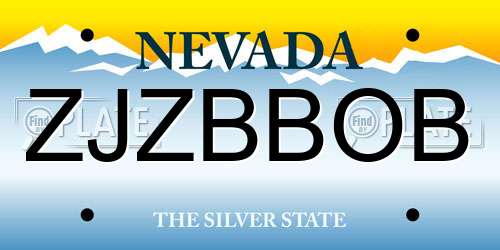 ZJZBBOB Nevada License Plate