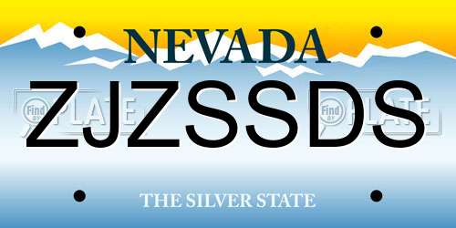 ZJZSSDS Nevada License Plate