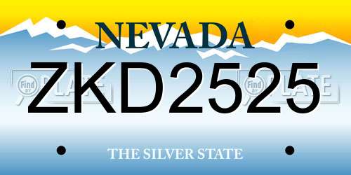 ZKD2525 Nevada License Plate