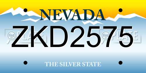 ZKD2575 Nevada License Plate