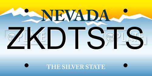 ZKDTSTS Nevada License Plate