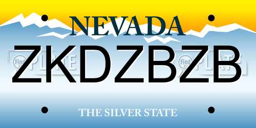 ZKDZBZB Nevada License Plate