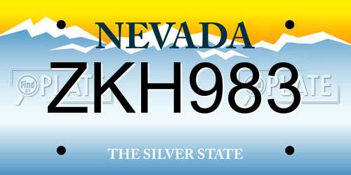 ZKH983 Nevada License Plate