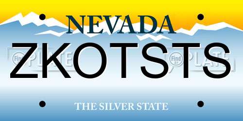 ZKOTSTS Nevada License Plate