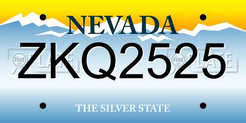 ZKQ2525 Nevada License Plate