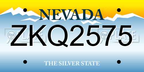 ZKQ2575 Nevada License Plate