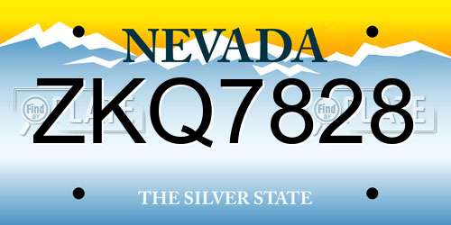 ZKQ7828 Nevada License Plate