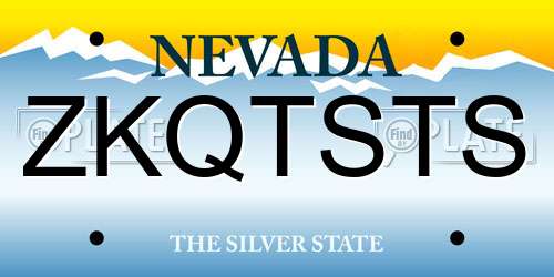 ZKQTSTS Nevada License Plate