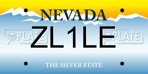 ZL1LE Nevada License Plate
