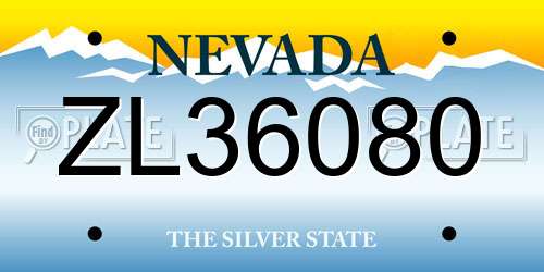 ZL36080 Nevada License Plate