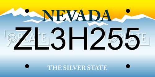 ZL3H255 Nevada License Plate