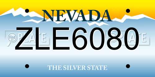 ZLE6080 Nevada License Plate