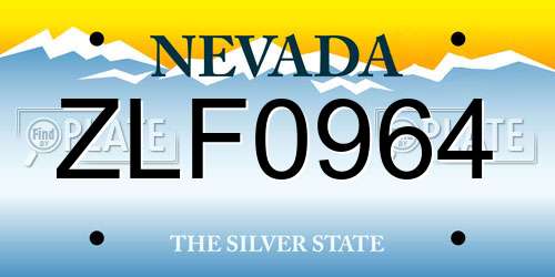 ZLF0964 Nevada License Plate